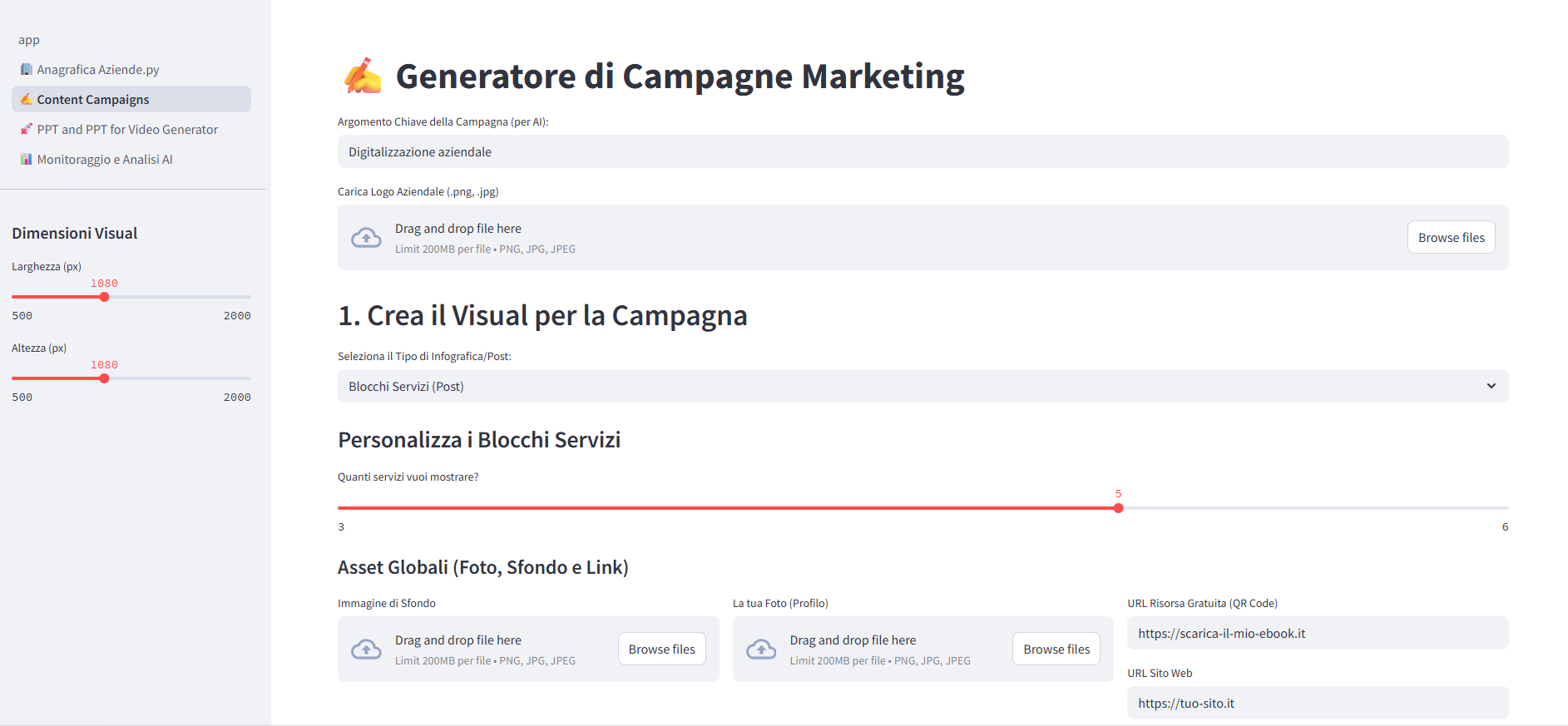 Anteprima Generazione Contenuti Social